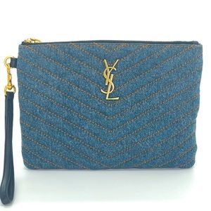 ❌SOLD❌ SAINT LAURENT Monogram Denim Wristlet